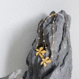 Collar con colgante chapado en oro de 18 quilates con revestimiento de acero de titanio y mariposa de estilo simple