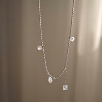 Collar de diamantes de imitación con incrustaciones de acero inoxidable de color sólido de estilo simple