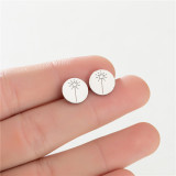 1 par de pendientes redondos de estilo Simple con forma de estrella y Luna, chapados en acero inoxidable