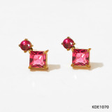 Pendientes de circón con incrustaciones de revestimiento de acero inoxidable geométricos clásicos elegantes