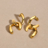 1 par de pendientes chapados en oro de acero inoxidable con revestimiento geométrico de estilo simple