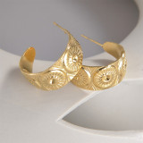 1 par de pendientes chapados en oro de 18 quilates de acero inoxidable chapado en forma de C