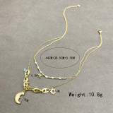 Collares en capas chapados en oro con revestimiento de perlas pulido de acero inoxidable Sol Estrella Luna viaje informal