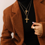 Collar de oro real de 18 quilates chapado en acero de titanio con ángel de lujo ligero europeo y americano