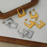 1 par de pendientes chapados en oro de 18 quilates de acero de titanio con revestimiento geométrico retro