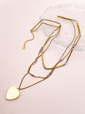 Collares en capas chapados en oro con incrustaciones de cuentas de acero inoxidable en forma de corazón de estilo moderno estilo IG
