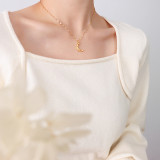 Frosty Jewelry Collar Simple Niche Beat Moon Cadena de clavícula de Acero Titanio
