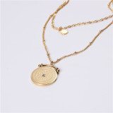Estilo vintage informal Estilo clásico Moneda Chapado en acero inoxidable Tallado Collares en capas chapados en oro de 18 quilates