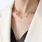 Joyería plateada oro simple del collar de la perla del acero Titanium al por mayor