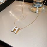 Collar de diamantes de imitación turquesa con incrustaciones de perlas artificiales de acero de titanio de aleación geométrica de estilo Simple