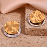 1 par de aretes chapados en oro de 18 quilates de acero inoxidable chapado redondo irregular estilo clásico estilo simple