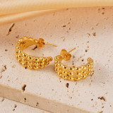 1 par de pendientes chapados en oro de acero inoxidable chapado en forma de C estilo Simple de vacaciones