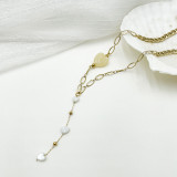 Collar chapado en oro de 14 quilates con borlas de acero inoxidable en forma de corazón artístico de estilo simple Glam