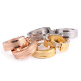 Pendientes Redondos De Diamantes De Imitación Chapados En Acero De Titanio A La Moda, 1 Par