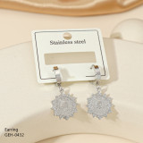 1 par de pendientes colgantes chapados en plata chapados en oro y acero inoxidable tallados en números romanos de sol redondo de estilo clásico de estilo vintage