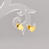 1 par de pendientes de acero de titanio chapados en forma de corazón de viaje de estilo Simple