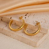1 par de pendientes chapados en oro de acero inoxidable chapado en forma de C de estilo Simple para vacaciones en la playa