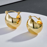 Pendientes Cortos Semicirculares Tridimensionales De Oro Real Chapados En Cobre De Moda