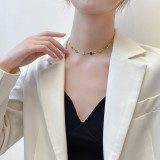 Collar De Gargantilla De Acero De Titanio Dorado Simple De Moda