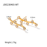 1 par de pendientes de diamantes de imitación con incrustaciones de acero inoxidable con hojas informales estilo INS