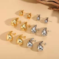 1 par de pendientes elegantes y lujosos de estilo clásico con revestimiento geométrico de acero de titanio chapado en oro de 14 quilates