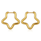 1 par de pendientes chapados en oro de 18 quilates de acero inoxidable con revestimiento de pentagrama de estilo informal y sencillo
