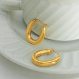1 par de pendientes chapados en oro de 18 quilates de acero de titanio con revestimiento de color sólido de estilo simple
