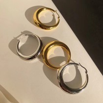 1 par de pendientes chapados en oro de acero inoxidable circulares de estilo vintage