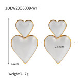 1 par de pendientes colgantes chapados en oro de 18 quilates de acero inoxidable chapado en esmalte con forma de corazón retro