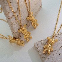 Collar de oro real de 18 quilates chapado en acero de titanio con letras de lujo ligero de estilo europeo y americano