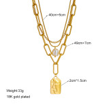 Estilo simple Rostro humano Titanio Acero Perla Chapado en oro Collares en capas 1 pieza