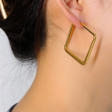 1 par de pendientes de acero inoxidable chapados cuadrados de estilo simple exagerado