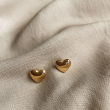 Pendientes tipo botón de acero inoxidable con forma de corazón de estilo simple, 1 par
