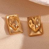 1 par de aretes chapados en oro de 18 quilates de acero inoxidable con revestimiento cuadrado de estilo clásico de estilo vintage