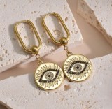 Pendientes colgantes de circonita de acero inoxidable con incrustaciones de Luna, ojo del diablo, ropa de calle informal, 1 par