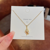 Collar pendiente del Zircon de la perla del acero titanio del color sólido del estilo simple a granel