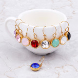 1 par de pendientes colgantes de circonita con incrustaciones de acero y titanio geométricos a la moda