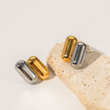1 par de aretes chapados en oro de 18 quilates de acero inoxidable con revestimiento asimétrico geométrico estilo IG