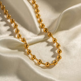 Collar chapado en oro de 18 quilates con revestimiento de acero inoxidable con bola retro