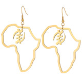 Pendientes de acero inoxidable dorados con colgante en forma de mapa africano Simple a la moda