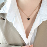 Collar De Esmalte De Acero De Titanio Acrílico Con Forma De Corazón De Moda, 1 Pieza