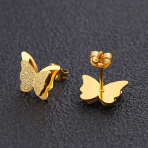 1 par de pendientes huecos chapados en acero de titanio y mariposa Retro
