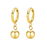 1 par de pendientes colgantes chapados en acero inoxidable de color sólido con bola de moda