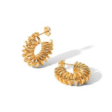 Pendientes Geométricos De Acero Inoxidable Chapados En Oro, 1 Par