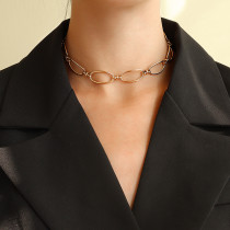 Collar de cadena con costura retro Pendientes de pulsera de oro de 18 quilates de acero titanio