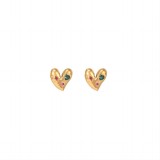 1 par de lujosos pendientes chapados en forma de corazón con incrustaciones de acero inoxidable y circonita chapados en oro de 18 quilates