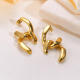 1 par de pendientes chapados en oro de acero inoxidable con revestimiento geométrico de estilo simple