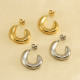 Pendientes retro chapados en acero inoxidable en forma de U, 1 par