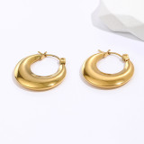 Pendientes circulares de acero inoxidable de estilo simple Pendientes de acero inoxidable chapados en oro 1 par