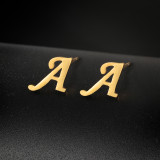 Pendientes huecos chapados en acero inoxidable con mano de Fátima y letras de tortuga a la moda, 1 par